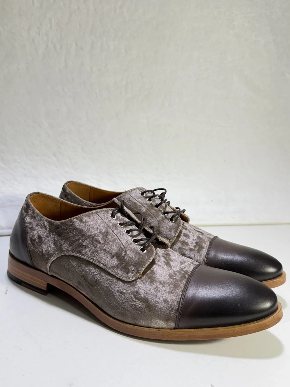 TAFT The Jack Shoe Grey Oxblood Wool Leather Cap Toe Oxford Men EU 41 US 8